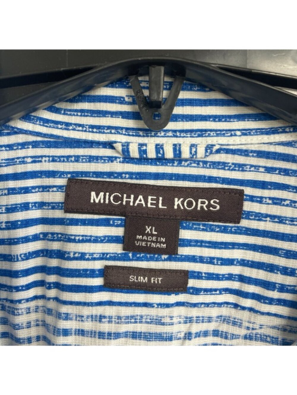 Michael Kors Men's XL Slim Fit Blue & White Striped Button-Up Shirt P0454 - Picture 5 of 8